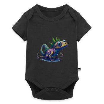 Gamer's Perfect Illustration - Cute Colorful Gekko - Baby Premium Kurzarmbody - Schwarz - Vorne