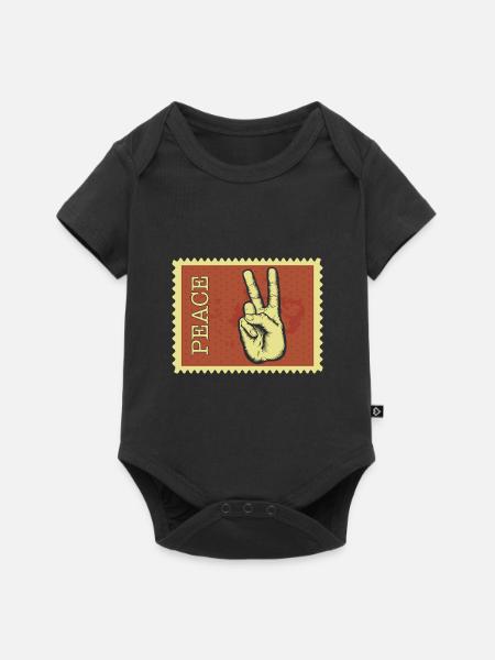 Peace - Baby Premium Kurzarmbody - Schwarz