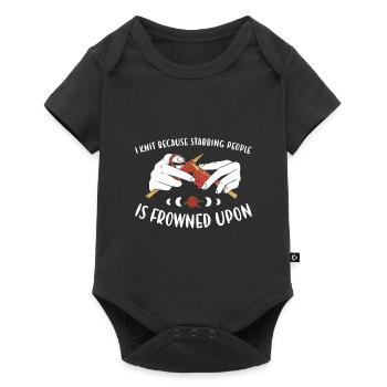 Because Stabbing People Is Frowned Upon Knitting - Baby Premium short-sleeve bodysuit - black - Front