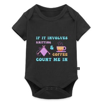 Knitting knitting needle wool funny - Baby Premium short-sleeve bodysuit - black - Front
