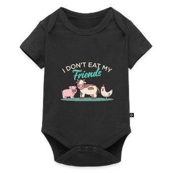 Friends Happy Chicken Cow Design for Vegans - Baby Premium short-sleeve bodysuit - black - Front