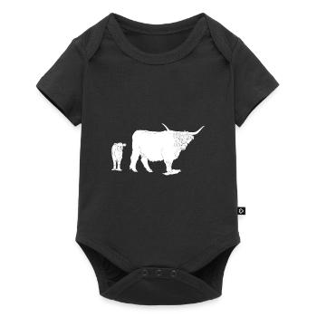 Scottish Highland cattle with veal lineart - Baby Premium short-sleeve bodysuit - black - Front