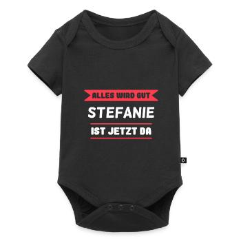 Stefanie Name Design für stolze Stefanies - Baby Premium Kurzarmbody - Schwarz - Vorne