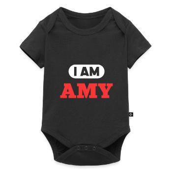 Amy Name Saying für stolze Amys - Baby Premium Kurzarmbody - Schwarz - Vorne