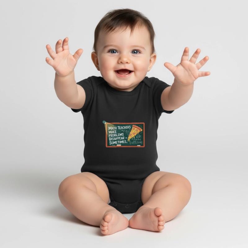 Funny Math Teacher Design Pizza & Problem Solving Baby Premium short-sleeve bodysuit