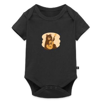 Ours Brun Avec Guitare Amoureux Des Animaux Idée Cadeau Bonbon - Body à manches courtes Premium Bébé - noir - Devant