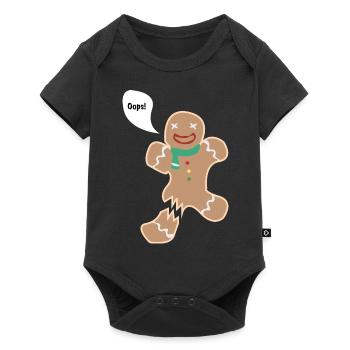 Lebkuchenmann - Bein gebrochen. - Baby Premium Kurzarmbody - Schwarz - Vorne