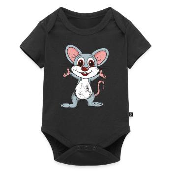 Retro Vintage Grunge Style Maus - Baby Premium Kurzarmbody - Schwarz - Vorne