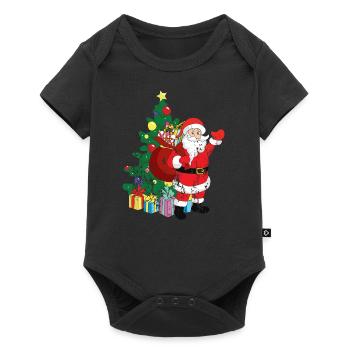 Retro Vintage Grunge Santa Claus Christmas - Baby Premium short-sleeve bodysuit - black - Front