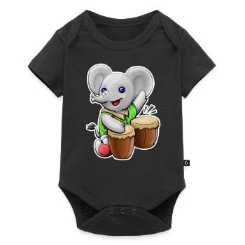 Éléphant avec batterie - Body à manches courtes Premium Bébé - noir - Devant