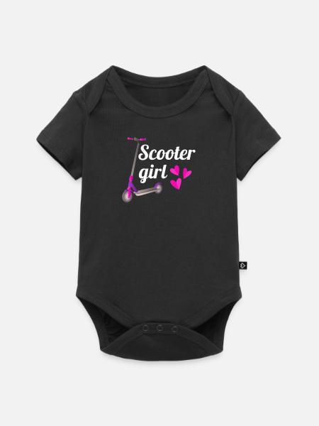 Roller Geschenke Für Mädchen Scooter Tretroller - Baby Premium Kurzarmbody - Schwarz