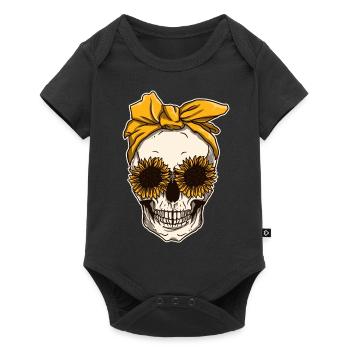 Sunflower skull skeleton neckerchief Halloween - Baby Premium short-sleeve bodysuit - black - Front