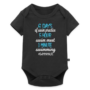 Schwimmmama Mama Eines Schwimmers Schwimm-Mutter - Baby Premium Kurzarmbody - Schwarz - Vorne