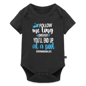 Schwimmmama Mama Eines Schwimmers Schwimm-Mutter - Baby Premium Kurzarmbody - Schwarz - Vorne