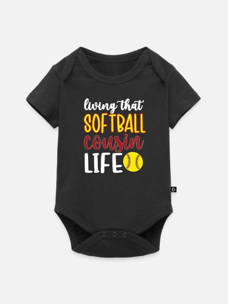 Stolzer Softball-Cousin Softballspieler-Cousin - Baby Premium Kurzarmbody - Schwarz