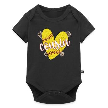 Fier cousin de softball d’un joueur de softball - Body à manches courtes Premium Bébé - noir - Devant