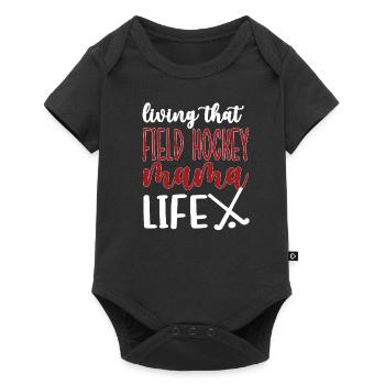 Fière maman de hockey sur gazon maman joueuse de hockey sur gazon - Body à manches courtes Premium Bébé - noir - Devant