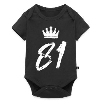 81 Zahl Krone - Baby Premium Kurzarmbody - Schwarz - Vorne