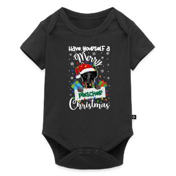 Pinscher miniature Noël Min Pin Pin Cadeaux de Noël - Body à manches courtes Premium Bébé - noir - Devant