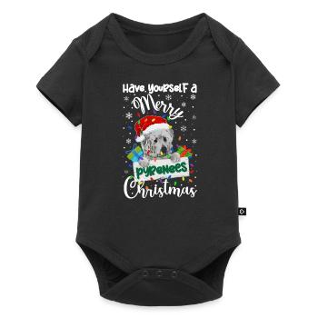 Great Pyrenees Weihnacht Goldener Hunde Geschenk - Baby Premium Kurzarmbody - Schwarz - Vorne