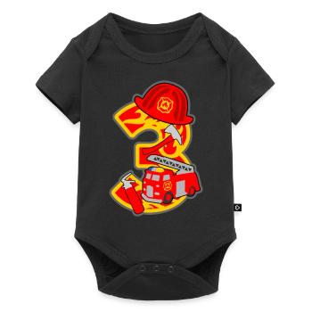 Pompier 3ème anniversaire numéro 3 - 3 ans - Body à manches courtes Premium Bébé - noir - Devant