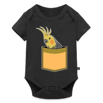 Parrot Gift Cute Breast Pocket Nymph Parakeet - Baby Premium short-sleeve bodysuit - black - Front