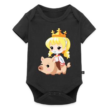 Prinzessin Schwein Märchen - Baby Premium Kurzarmbody - Schwarz - Vorne