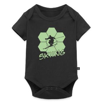 Skifahren, Skiing, Ski - Baby Premium Kurzarmbody - Schwarz - Vorne