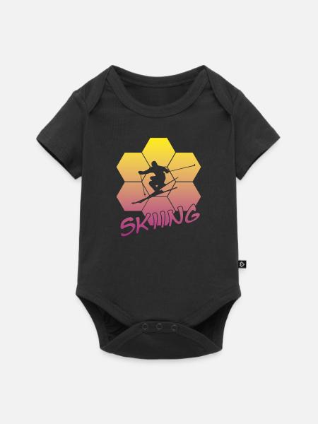 Skifahren, Skiing, Ski - Baby Premium Kurzarmbody - Schwarz