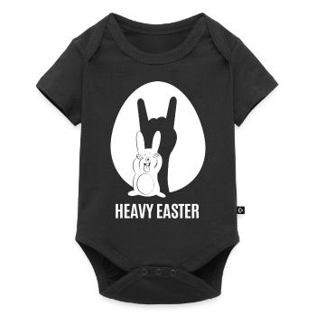 Heavy Easter - funny metal Easter bunny - Baby Premium short-sleeve bodysuit - black - Front