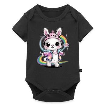 Mignon Lapin Kawaii - Body à manches courtes Premium Bébé - noir - Devant
