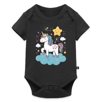 Licorne magique et imaginative avec des étoiles - Body à manches courtes Premium Bébé - noir - Devant