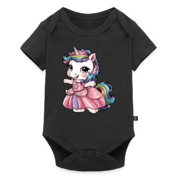 Kawaii unicorn with fairytale dress - Baby Premium short-sleeve bodysuit - black - Front