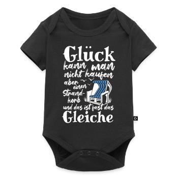 Glück kann man nicht kaufen, aber einen Strandkorb - Baby Premium Kurzarmbody - Schwarz - Vorne