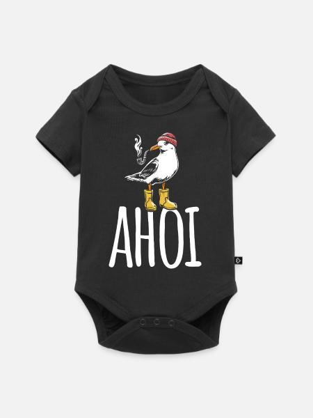 Möwe - Ahoi - Nordsee - Geschenk - Baby Premium Kurzarmbody - Schwarz