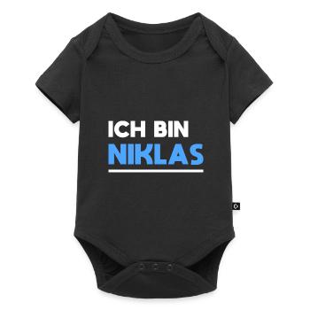 Niklas Name Spruch für stolze Niklas - Baby Premium Kurzarmbody - Schwarz - Vorne
