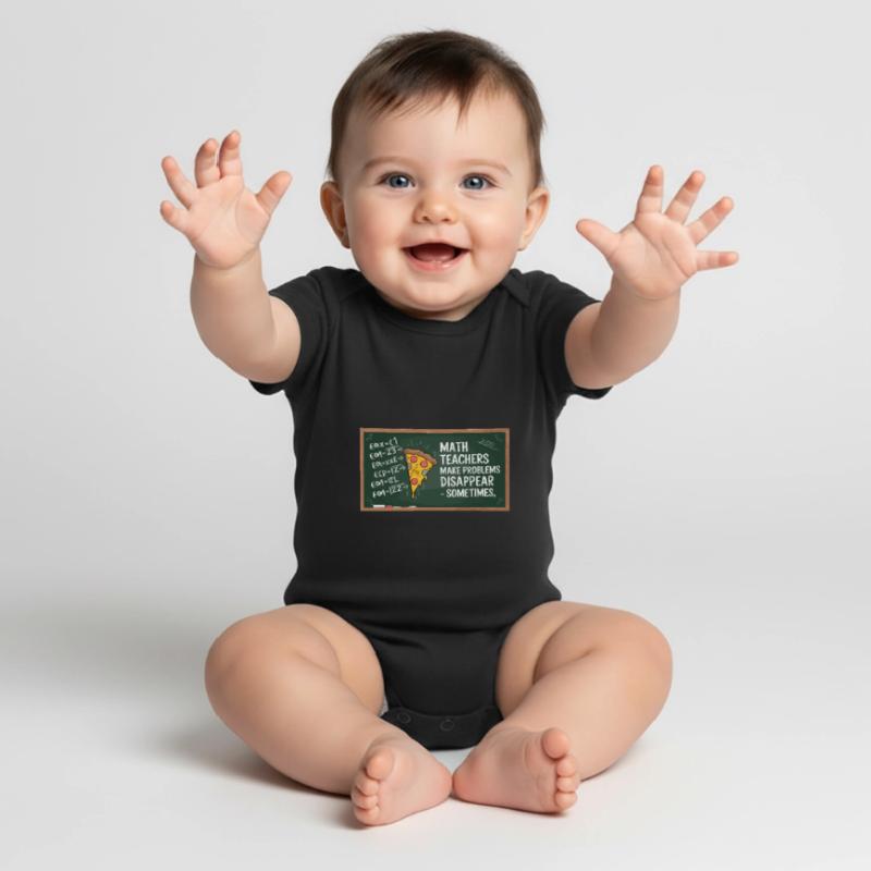 Funny Math Teacher Design Pizza & Problem Solving Baby Premium short-sleeve bodysuit