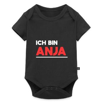 Anja Name Spruch für stolze Anjas - Baby Premium Kurzarmbody - Schwarz - Vorne