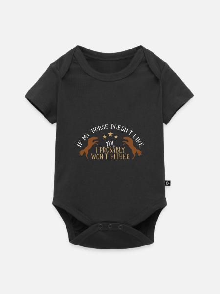 Pferd reiten Pferdebesitzer - Baby Premium Kurzarmbody - Schwarz