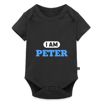 Peter Name Spruch für stolze Peters - Baby Premium Kurzarmbody - Schwarz - Vorne