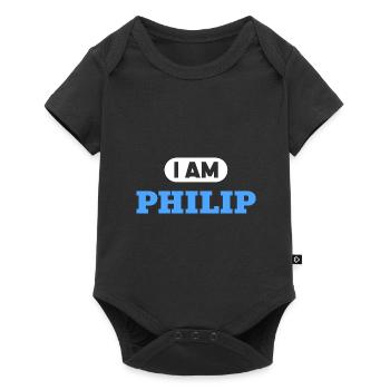 Philip Namenszusatz für stolze Philips - Baby Premium Kurzarmbody - Schwarz - Vorne