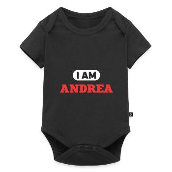Andrea Name Spruch für stolzen Andreas - Baby Premium Kurzarmbody - Schwarz - Vorne