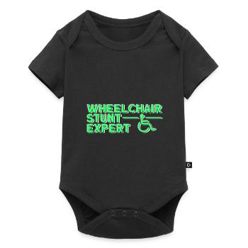 Rollstuhl Rollstuhlfahrer - Baby Premium Kurzarmbody - Schwarz - Vorne