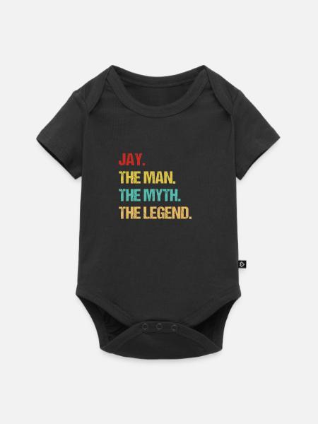 Herren Jay Name Geschenk Design - Baby Premium Kurzarmbody - Schwarz