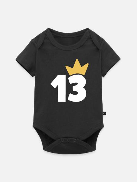 13 Krone Nummer 13 - Baby Premium Kurzarmbody - Schwarz