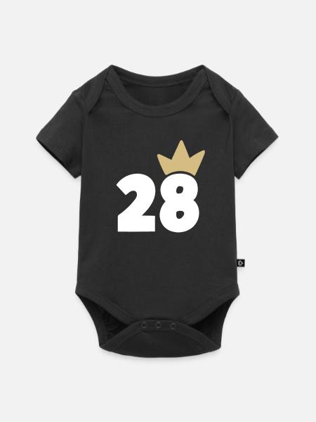 28 Krone Nummer 28 - Baby Premium Kurzarmbody - Schwarz