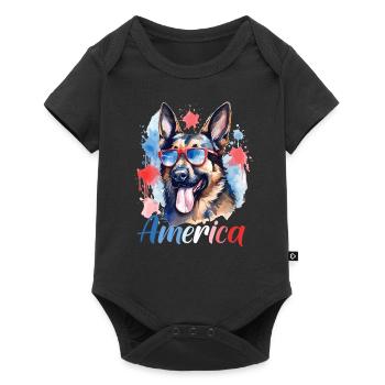 America Dog 4th of July Independence Day Freedom - Baby Premium short-sleeve bodysuit - black - Front
