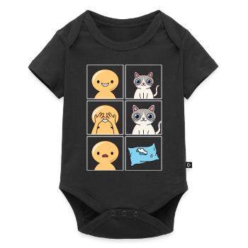 Conception cassée d’oreiller de chat pour les propriétaires de chats - Body à manches courtes Premium Bébé - noir - Devant