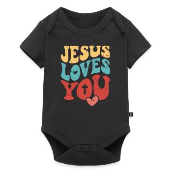 Dieu Jésus-Christ t’aime, t’aime Verset biblique - Body à manches courtes Premium Bébé - noir - Devant