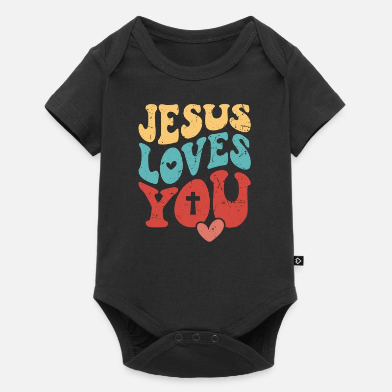 Dieu Jésus-Christ t’aime, t’aime Verset biblique - Body à manches courtes Premium Bébé - noir
